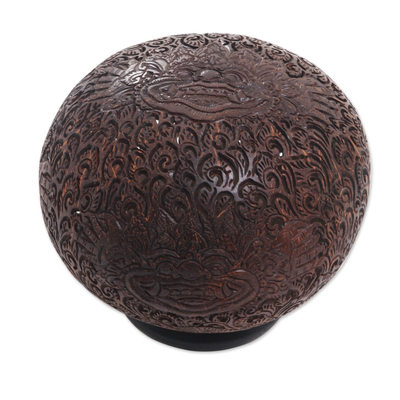 Hand-Carved Coconut Shell Bhoma Protection Sculpture