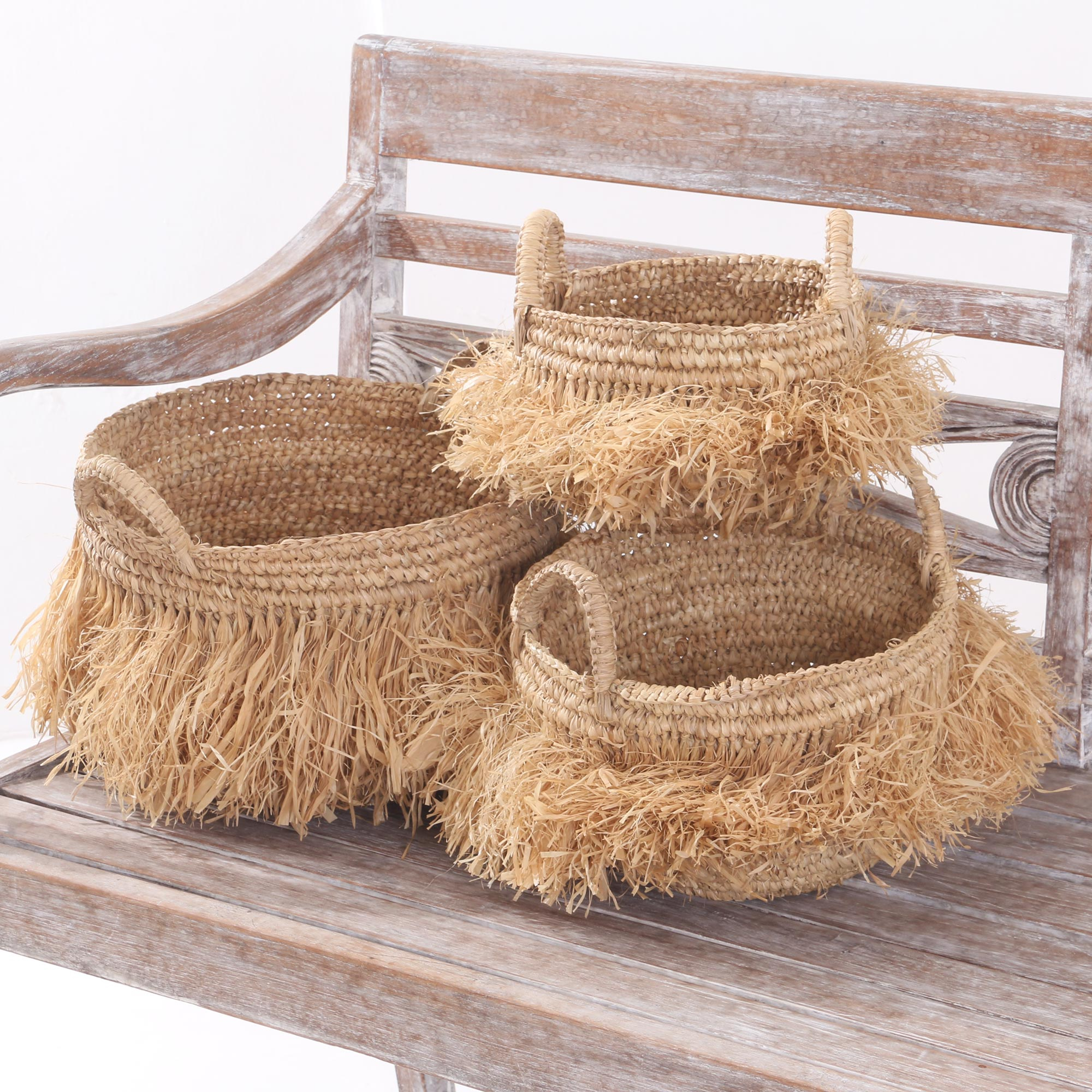 Handcrafted Natural Fiber Woven Baskets (Set of 3) - Tropical Splendor ...