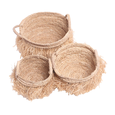 Natural fiber baskets, 'Tropical Splendor' (set of 3) - Handcrafted Natural Fiber Woven Baskets (Set of 3)