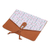 Cotton trim leather e-reader case, 'Plot Twist in Brown' - Handcrafted Brown Leather and White Print Flap E-Reader Case