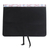 Cotton trim leather e-reader case, 'Plot Twist in Black' - Handcrafted Black Leather and White Print Flap E-Reader Case