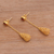 Gold plated garnet dangle earrings, 'Dancing Embers' - Garnet and 18k Gold Plated Sterling Silver Dangle Earrings