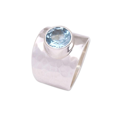 Blue topaz cocktail ring, 'Gleaming Fate' - Blue Topaz Cocktail Ring Crafted in Indonesia