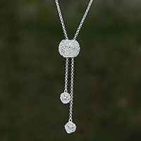 Sterling silver pendant necklace, 'Dangling Nest' - Nest-Shaped Sterling Silver Pendant Necklace from Bali
