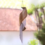 Coconut fiber wind chime, 'Bali Serenade' - Handmade Minimalistic Coconut Tree Bark Wind Chime from Bali