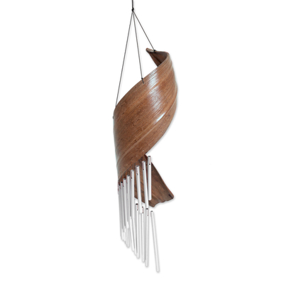 Windspiel aus Kokosfaser - Handgefertigtes, minimalistisches Windspiel aus Kokosnussbaumrinde aus Bali