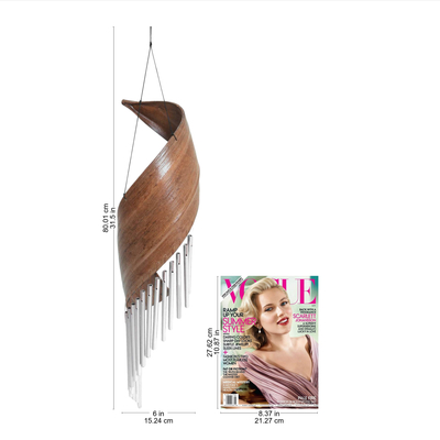 Coconut fiber wind chime, 'Bali Serenade' - Handmade Minimalistic Coconut Tree Bark Wind Chime from Bali