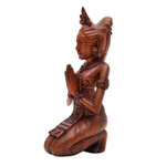 Wood sculpture, 'Praying Bride' - Hand-Carved Suar Wood Praying Balinese Bride Sculpture