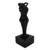 Wood sculpture, 'Meeting You' - Hand-Carved Black Suar Wood Embracing Couple Sculpture