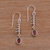 Garnet dangle earrings, 'Winter Branches' - Garnet and Sterling Silver Winter Branches Dangle Earrings (image 2b) thumbail