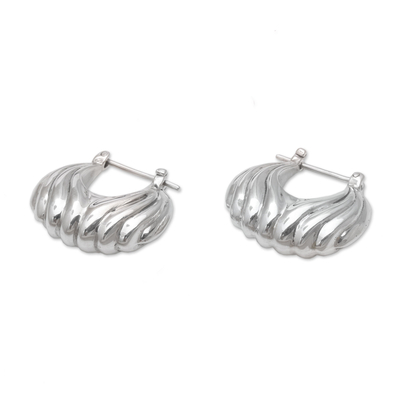Sterling silver hoop earrings, 'Daylight Shells' - Sterling Silver Daylight Seashells Hoop Earrings