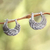 Sterling silver hoop earrings, 'Kingfisher' - Sterling Silver Kingfisher Feathered Bird Half-Hoop Earrings thumbail