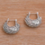 Sterling silver hoop earrings, 'Kingfisher' - Sterling Silver Kingfisher Feathered Bird Half-Hoop Earrings