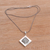 Collar colgante de plata esterlina - Collar con colgante en forma de diamante de plata de ley tejido
