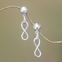 Sterling silver dangle earrings, 'Glistening Infinity'