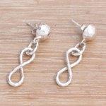 Sterling silver dangle earrings, 'Glistening Infinity' - Sterling Silver Infinity Symbol Dangle Earrings from Bali