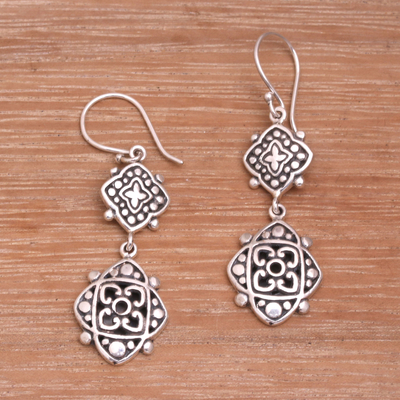 Sterling silver dangle earrings, 'Elegant Star' - Artisan Crafted Sterling Silver Dangle Earrings from Bali