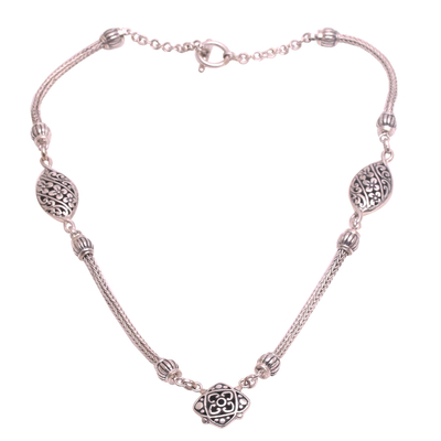 Sterling silver pendant necklace, 'Dancing Dew' - Artisan Crafted Sterling Silver Pendant Necklace from Bali