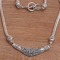 Sterling silver pendant necklace, 'Dazzling Boomerang'
