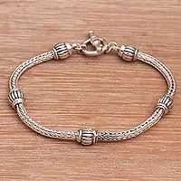 Pulsera estación de plata de ley - Pulsera de estación de plata de ley elaborada artesanalmente de Bali