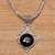 Onyx pendant necklace, 'Eye of the Dark Queen' - Sterling Silver Eye of the Dark Queen Onyx Pendant Necklace