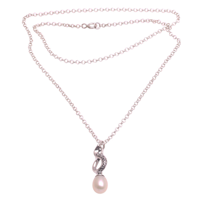 collar con colgante de perlas cultivadas - Collar de perlas cultivadas con símbolo de infinito de Bali