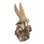 Wood sculpture, 'Hummingbird Joy' - Hand-Carved Jempinis Wood Flying Hummingbird Sculpture