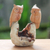 Wood sculpture, 'Owl Lovers' - Hand-Carved Jempinis Wood Owl Couple Tree Sculpture thumbail