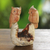 Wood sculpture, 'Owl Lovers' - Hand-Carved Jempinis Wood Owl Couple Tree Sculpture (image 2b) thumbail