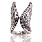 Sterling silver cocktail ring, 'Winged Glory' - Handcrafted Sterling Silver Feathered Wings Ring