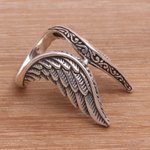Sterling silver cocktail ring, 'Winged Glory' - Handcrafted Sterling Silver Feathered Wings Ring