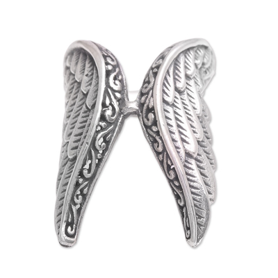 Sterling silver cocktail ring, 'Winged Glory' - Handcrafted Sterling Silver Feathered Wings Ring