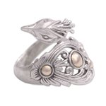 Gold accent sterling silver cocktail ring, 'Prized Peacock' - Sterling Silver with Gold Accents Peacock Cocktail Ring