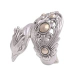 Gold accent sterling silver cocktail ring, 'Prized Peacock' - Sterling Silver with Gold Accents Peacock Cocktail Ring
