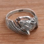 Sterling silver cocktail ring, 'Beautiful Bat' - Handcrafted Sterling Silver Bat Cocktail Ring from Bali