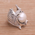 Cultured pearl cocktail ring, 'Garuda Pearl in White' - Cultured Pearl and Sterling Silver Wings Cocktail Ring (image 2b) thumbail