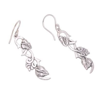 Sterling silver dangle earrings, 'Hope Vines' - Sterling Silver Leafy Hope Vine Dangle Earrings