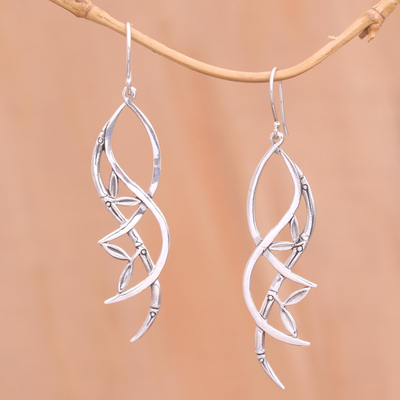 Sterling silver dangle earrings, 'Harmony Branches' - Sterling Silver Tree Harmony Branches Dangle Earrings