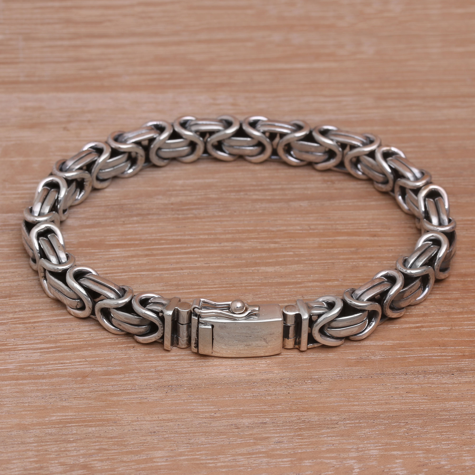 Men's Sterling Silver Byzantine Chain Bracelet from Bali - Masculine ...
