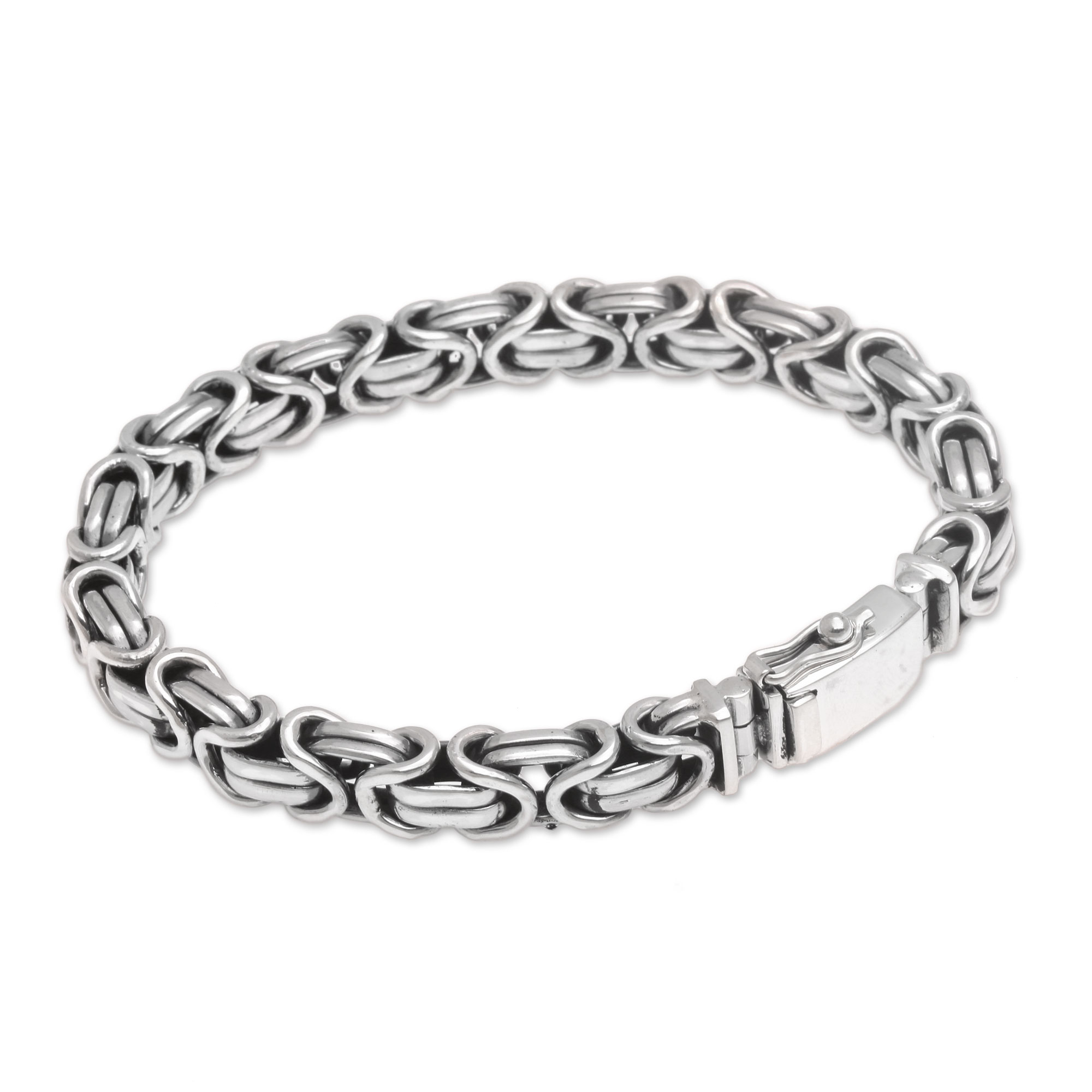 Men's Sterling Silver Byzantine Chain Bracelet from Bali - Masculine ...