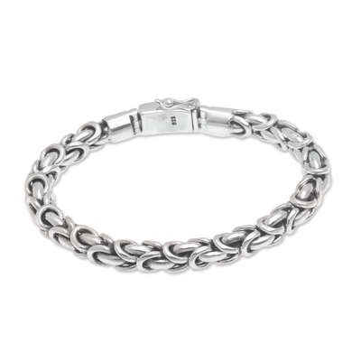 Balinese Sterling Silver Byzantine Chain Bracelet - Feminine Line | NOVICA