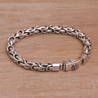 Balinese Sterling Silver Chain Bracelet - Feminine Line | NOVICA