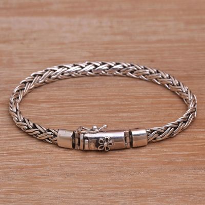 Balinese Sterling Silver Wheat Chain Bracelet with Box Clasp - Sweet ...