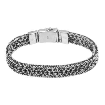 Sterling Silver Basketweave Chain Bracelet from Bali