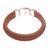 Leather wristband bracelet, 'Kuat in Soft Brown' - Indonesian Leather and Sterling Silver Wristband Bracelet (image 2a) thumbail