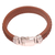 Leather wristband bracelet, 'Kuat in Soft Brown' - Indonesian Leather and Sterling Silver Wristband Bracelet (image 2d) thumbail