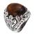 Tiger's eye domed cocktail ring, 'Forest Tiger' - Balinese Sterling Silver and Tiger's Eye Domed Cocktail Ring (image 2a) thumbail
