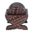 Wood batik coasters, 'Parang' (set of 6) - Black and Cream Wood Batik Coasters and Holder (Set of 6)