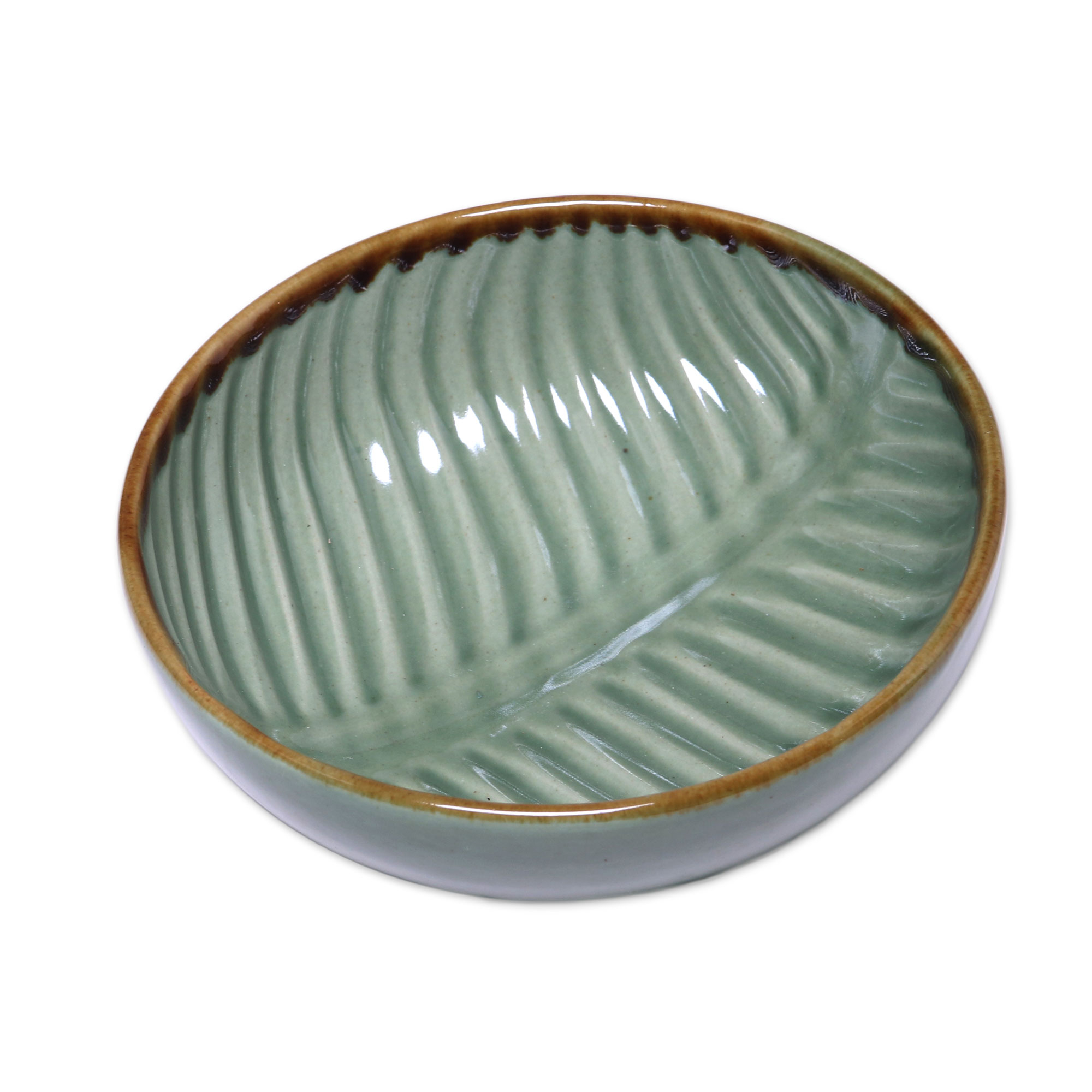 Ceramic Banana Leaf Condiment Bowls (Set of 4) - Banana Vibes | NOVICA