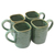 Ceramic mugs, 'Banana Vibes' (set of 4) - Green Wavy Wall Brown Rim Ceramic Mugs from Bali (Set of 4) (image 2b) thumbail